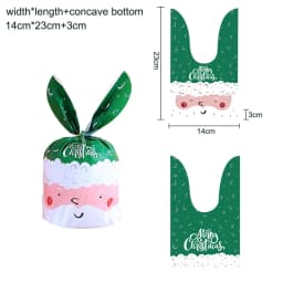 10/20pcs Merry Christmas Rabbit Ear Candy Bags Carton Santa Claus Snowman Cookie Bags For Xmas Noel Gifts Packing Supplies
