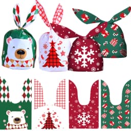 10/20pcs Merry Christmas Rabbit Ear Candy Bags Carton Santa Claus Snowman Cookie Bags For Xmas Noel Gifts Packing Supplies