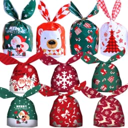 10/20pcs Merry Christmas Rabbit Ear Candy Bags Carton Santa Claus Snowman Cookie Bags For Xmas Noel Gifts Packing Supplies