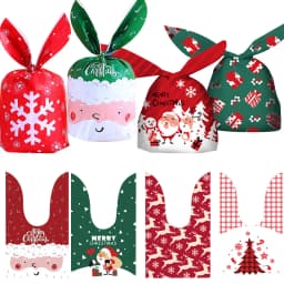 10/20pcs Merry Christmas Rabbit Ear Candy Bags Carton Santa Claus Snowman Cookie Bags For Xmas Noel Gifts Packing Supplies