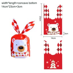 10/20pcs Merry Christmas Rabbit Ear Candy Bags Carton Santa Claus Snowman Cookie Bags For Xmas Noel Gifts Packing Supplies