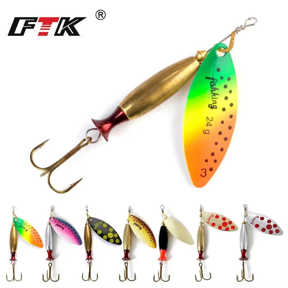 FTK Fishing Lure Spinner Lure Bait Long Cast 15.6g 22.6g Spoon Lures pike Metal Bass Hard Bait With Hooks Fishing Tackle