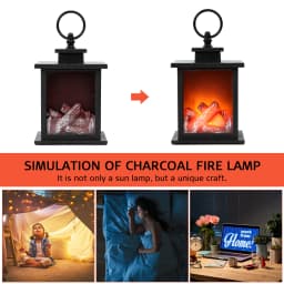 E2 LED Flame Night Light Fireplace Lantern Lamp Portable Flame NightLights Retro Fireplace Lamp Christmas Atmosphere Decoration