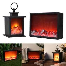 E2 LED Flame Night Light Fireplace Lantern Lamp Portable Flame NightLights Retro Fireplace Lamp Christmas Atmosphere Decoration