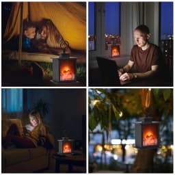E2 LED Flame Night Light Fireplace Lantern Lamp Portable Flame NightLights Retro Fireplace Lamp Christmas Atmosphere Decoration