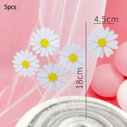 1set Resin Daisy Cake Topper Multi Size Daisy Flower Balloons for Girl‘s Birthday Party Cake Decorations Wedding Cake Decor