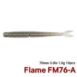 TSURINOYA Soft Bait Fishing Lure FLAME 3.0in 1.8g 18pcs Silicone Worm Bass Pike Light Game Fishing Rig Tackle Swimbait