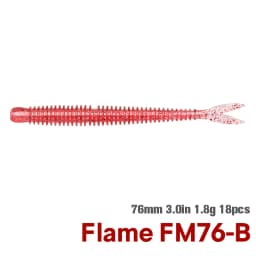 TSURINOYA Soft Bait Fishing Lure FLAME 3.0in 1.8g 18pcs Silicone Worm Bass Pike Light Game Fishing Rig Tackle Swimbait