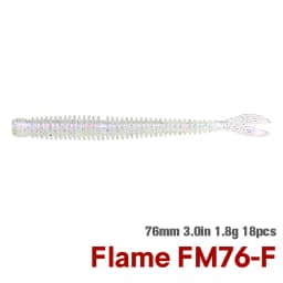 TSURINOYA Soft Bait Fishing Lure FLAME 3.0in 1.8g 18pcs Silicone Worm Bass Pike Light Game Fishing Rig Tackle Swimbait