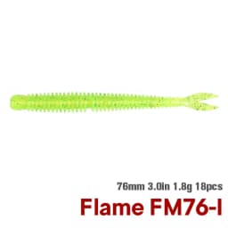 TSURINOYA Soft Bait Fishing Lure FLAME 3.0in 1.8g 18pcs Silicone Worm Bass Pike Light Game Fishing Rig Tackle Swimbait