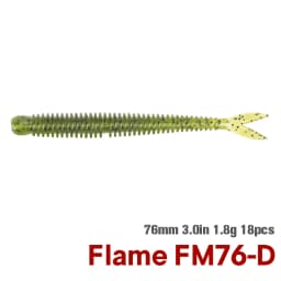 TSURINOYA Soft Bait Fishing Lure FLAME 3.0in 1.8g 18pcs Silicone Worm Bass Pike Light Game Fishing Rig Tackle Swimbait