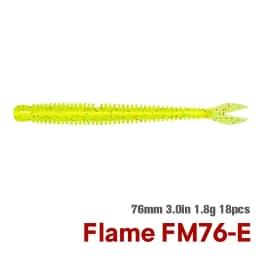 TSURINOYA Soft Bait Fishing Lure FLAME 3.0in 1.8g 18pcs Silicone Worm Bass Pike Light Game Fishing Rig Tackle Swimbait