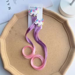 2pcs Kids Unicorn Colorful Wig Hair Pin Children Hair Clips Fake Twist Gradient Braid Headdress Girls Hair Accessories