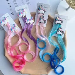 2pcs Kids Unicorn Colorful Wig Hair Pin Children Hair Clips Fake Twist Gradient Braid Headdress Girls Hair Accessories