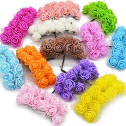 144 Pieces 2cm Foam Mini Teddy Bear of Roses Decorative Home Decor Accessory Wedding Christmas Garland DIY Artificial Flowers