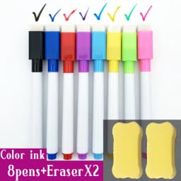 8 Pcs/lot Colorful School Classroom Supplies Whiteboard Pens Dry White Board Marker Built In Eraser Student Children Drawing Pen