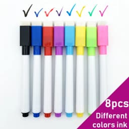 8 Pcs/lot Colorful School Classroom Supplies Whiteboard Pens Dry White Board Marker Built In Eraser Student Children Drawing Pen