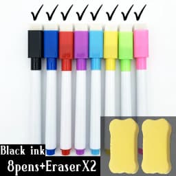 8 Pcs/lot Colorful School Classroom Supplies Whiteboard Pens Dry White Board Marker Built In Eraser Student Children Drawing Pen