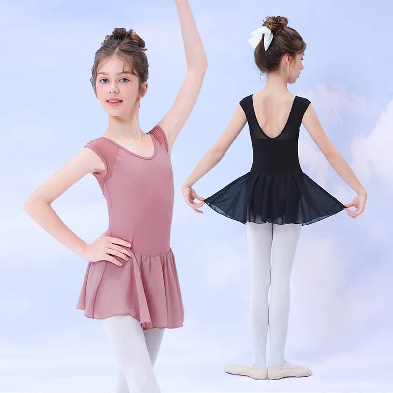 Girls Kids Ballet Dress Mesh Splice Dance Leotards Sleeveless Gymnastics Leotard Ballerina  Ballet Tutu Training Dance Bodysuits