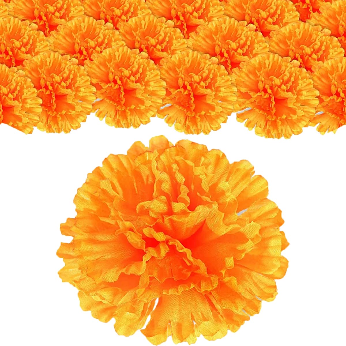 Marigold Flowers Artificial Day of The Dead Flower for Marigold Garland Making, Dia De Los Muertos Decor, Altar Decorations