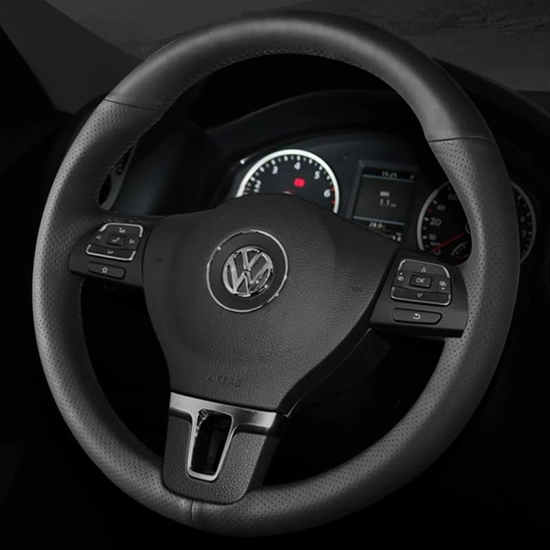 Custom Car Steering Wheel Cover Genuine Leather 100% Fit For Volkswagen VW Tiguan Lavida Passat B7 Jetta Mk6 MK5 Car Interior