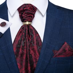 Luxury Men Green Blue Paisley Ascot Tie Set Solid Necktie Ring Wedding Party Cravat Purple Ties Pocket Sqaure Cufflink Free Ship