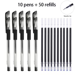 12/100 Pcs Ballpoint Pen + Refill Set Black Blue Red Ink Bullet 0.5mm Gel Pen School&Office Supplies Stationery Writing Tool