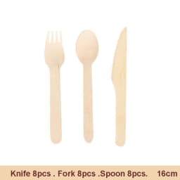 Party Disposable Wooden Cutlery Fork/Spoon/Cutters Knives Party Supplies Kitchen Utensil Birthday Dessert Tableware Packing 16cm