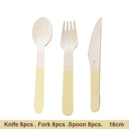 Party Disposable Wooden Cutlery Fork/Spoon/Cutters Knives Party Supplies Kitchen Utensil Birthday Dessert Tableware Packing 16cm