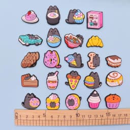 1Pcs PVC Adorable Little Cat Cupcake Sandals Shoe Charms Accessories Food Designer Decoration DIY Adult Bracelet