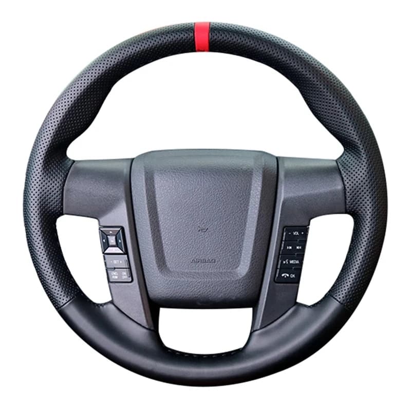 Hand Sewing Black Artificial Leather Braid Car Steering Wheel Cover For Ford F150 F-150 SVT Raptor 2010 2011 2012 2013 2014