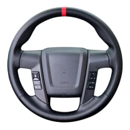 Hand Sewing Black Artificial Leather Braid Car Steering Wheel Cover For Ford F150 F-150 SVT Raptor 2010 2011 2012 2013 2014