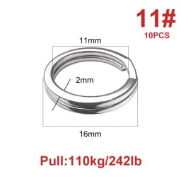 Noeby-Stainless Steel Split Rings, Heavy Duty Fishing, Double Ring Connector, Hook Snap, Swivel for Sea Fishing, Accessories