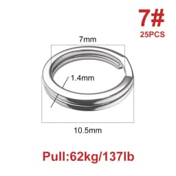 Noeby-Stainless Steel Split Rings, Heavy Duty Fishing, Double Ring Connector, Hook Snap, Swivel for Sea Fishing, Accessories