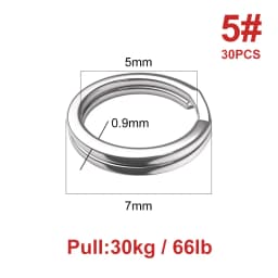 Noeby-Stainless Steel Split Rings, Heavy Duty Fishing, Double Ring Connector, Hook Snap, Swivel for Sea Fishing, Accessories