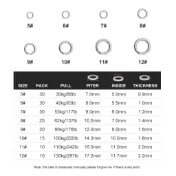 Noeby-Stainless Steel Split Rings, Heavy Duty Fishing, Double Ring Connector, Hook Snap, Swivel for Sea Fishing, Accessories