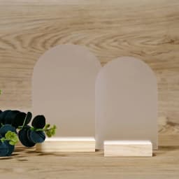 Frosted Arch Acrylic Sign with Wood Stand DIY Blank Acrylic Sheet Table Numbers with Base Holder For Wedding Signs,Events& Party