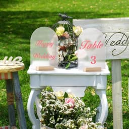 Frosted Arch Acrylic Sign with Wood Stand DIY Blank Acrylic Sheet Table Numbers with Base Holder For Wedding Signs,Events& Party