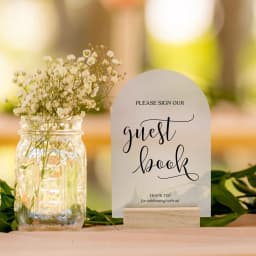 Frosted Arch Acrylic Sign with Wood Stand DIY Blank Acrylic Sheet Table Numbers with Base Holder For Wedding Signs,Events& Party