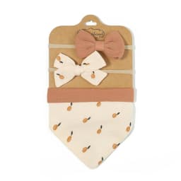 3Pcs/Set Muslin Cotton Baby Bib Newborn Bows Headband Triangle Print Saliva Towel Infant Boy Girl Feeding Burp Cloth Shower Gift