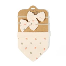3Pcs/Set Muslin Cotton Baby Bib Newborn Bows Headband Triangle Print Saliva Towel Infant Boy Girl Feeding Burp Cloth Shower Gift