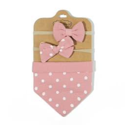 3Pcs/Set Muslin Cotton Baby Bib Newborn Bows Headband Triangle Print Saliva Towel Infant Boy Girl Feeding Burp Cloth Shower Gift