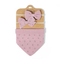 3Pcs/Set Muslin Cotton Baby Bib Newborn Bows Headband Triangle Print Saliva Towel Infant Boy Girl Feeding Burp Cloth Shower Gift