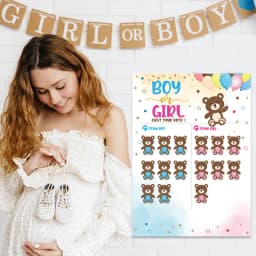 Boy or Girl Gender Reveal Voting Game Poster Board with Stickers Baby Gender Reveal Party Decoration Baby Shower Supplies