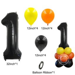 1set Number Balloon Tower Vehicle Excavator Truck Balloons for Boy's Construction Birthday Party Decorations DIY Gifts Supply