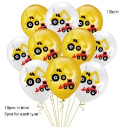 1set Number Balloon Tower Vehicle Excavator Truck Balloons for Boy's Construction Birthday Party Decorations DIY Gifts Supply