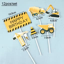 1set Number Balloon Tower Vehicle Excavator Truck Balloons for Boy's Construction Birthday Party Decorations DIY Gifts Supply