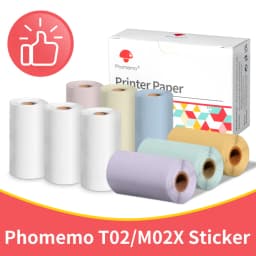 Phomemo Self-adhesive Sticker Paper for T02/M02X Portable Printer Thermam Paper Label Sticky DIY Photo Text Study Notes Printing