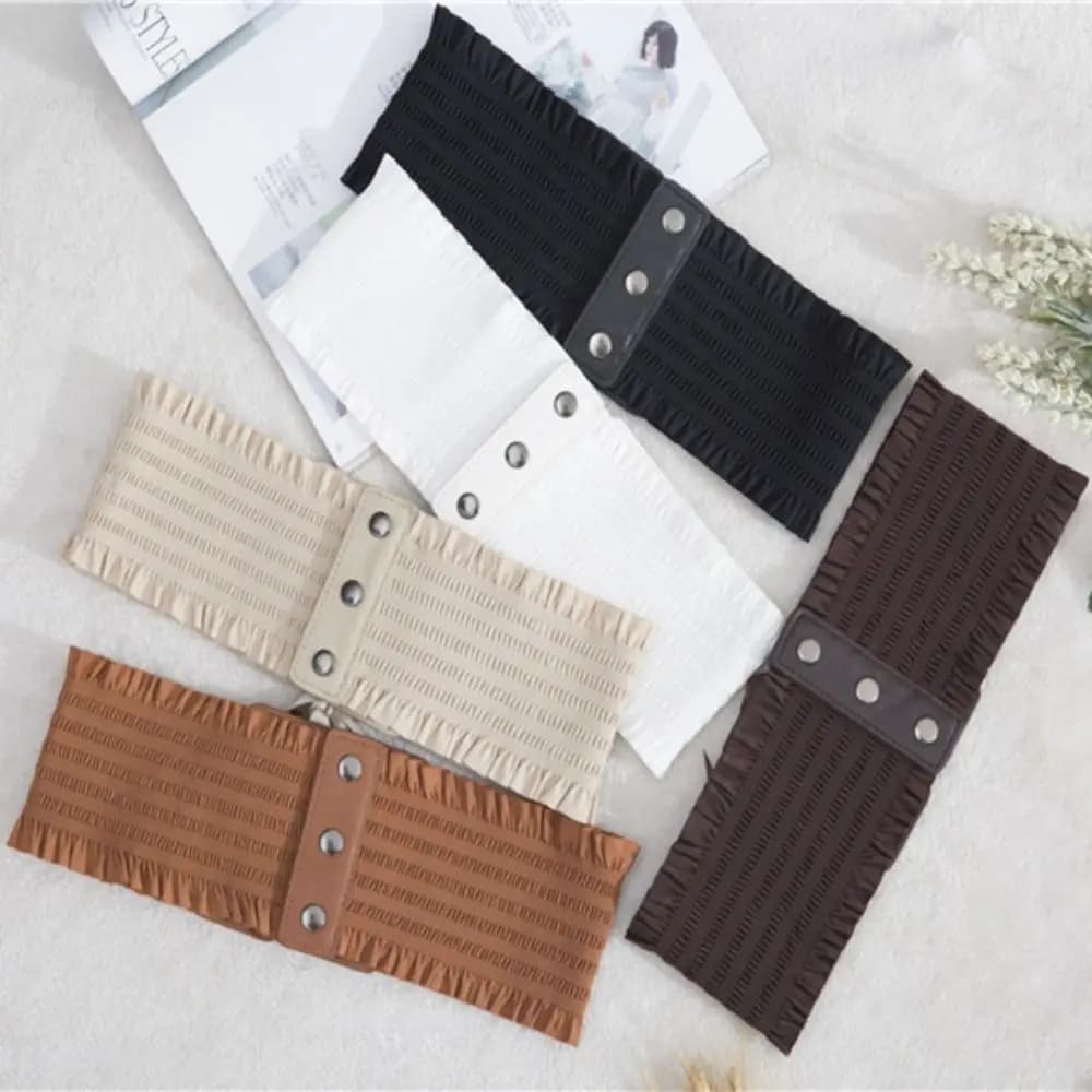 Women Vintage Skirt Dress Coat Cummerbunds Luxury Wide Belts Stretch Cummerbunds Leather Waistband Elastic Corset Band