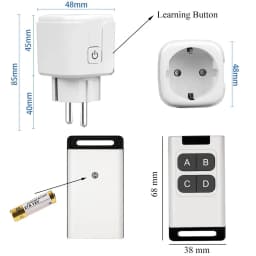 220V Wireless Remote Control Socket Switch EU FR Plug-in Electrical Socket Programmable Outlet Switch for Light,Smart Home 15A